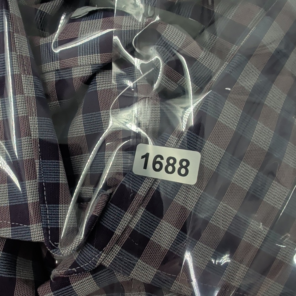 Michael Kors Airsoft Stretch Long Sleeve Check Button Up Shirt Purple 17 34x35 - Picture 7 of 9